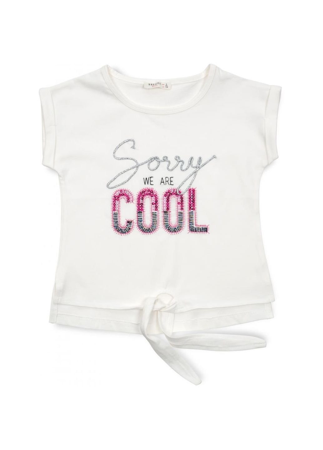 Комбинированная демисезонная футболка детская "sorry we are cool" (14281-128g-cream) Breeze