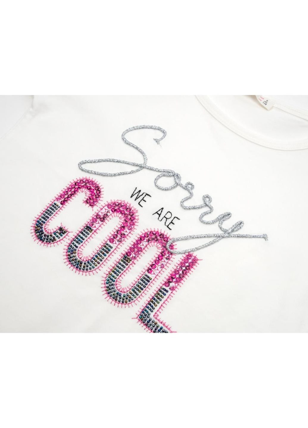 Комбинированная демисезонная футболка детская "sorry we are cool" (14281-128g-cream) Breeze