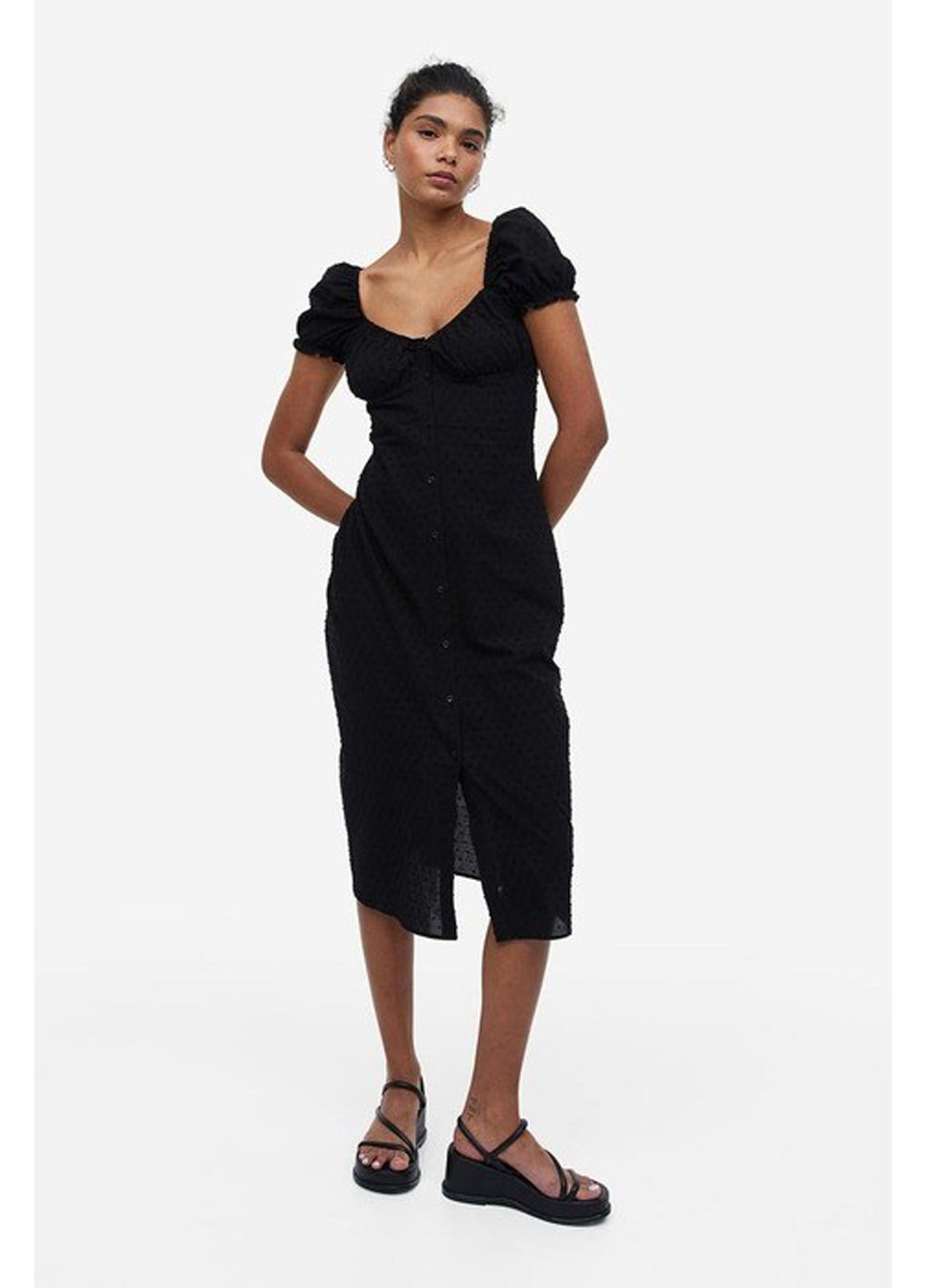 Черное кэжуал платье H&M однотонное