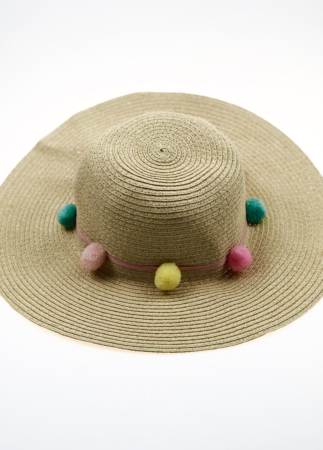 Шляпа H&M широкополая однотонная бежевая кэжуал солома