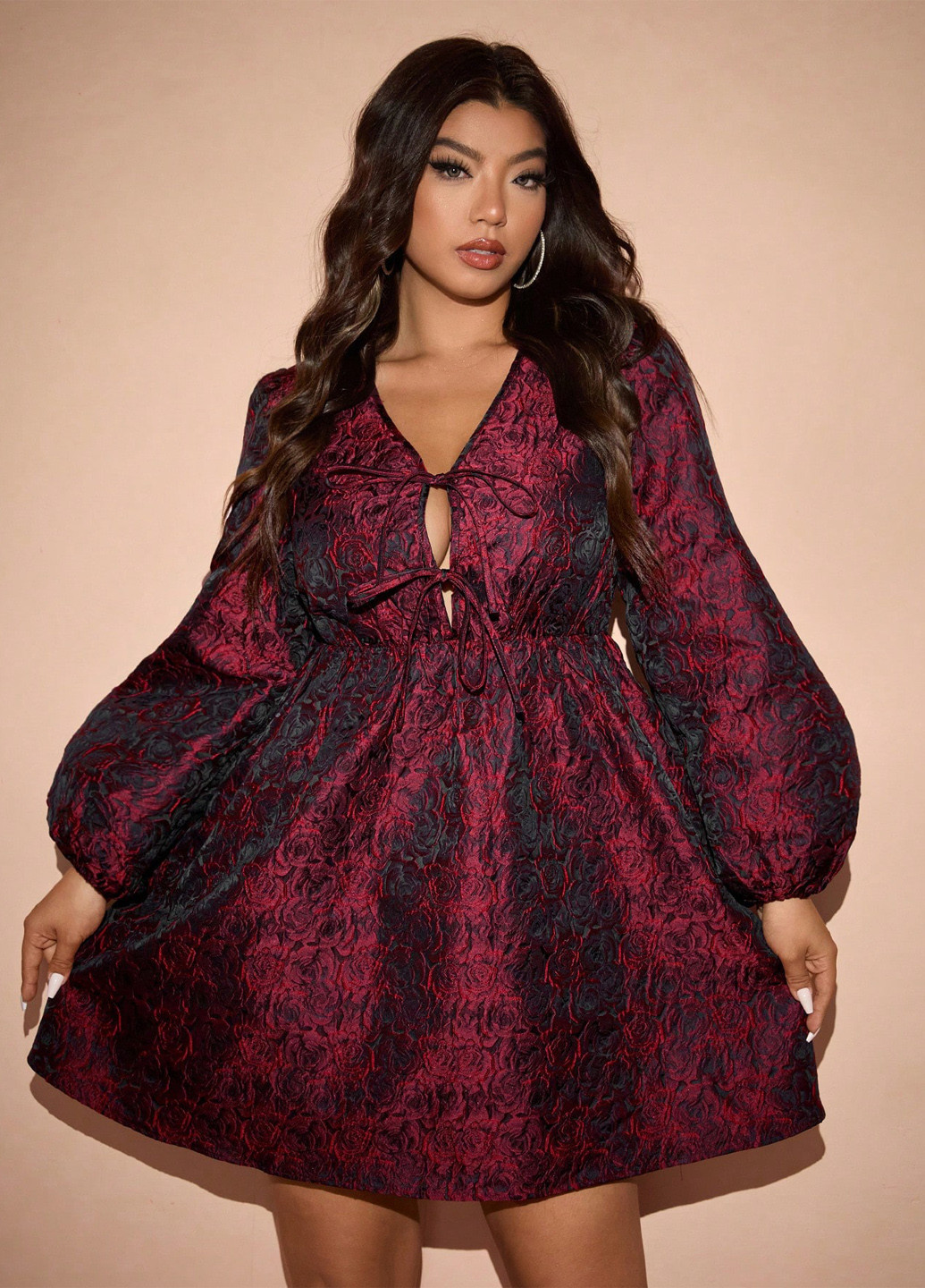 Бордова святковий, коктейльна, вечірня сукня кльош, а-силует SHEIN троянди