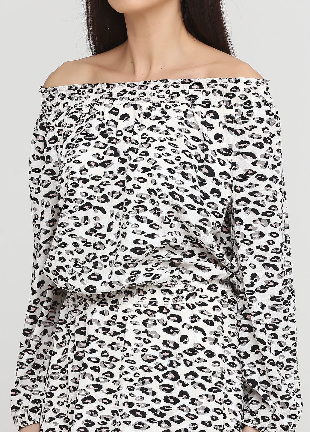Молочна кежуал сукня з відкритими плечима Ashley Brooke леопардовий
