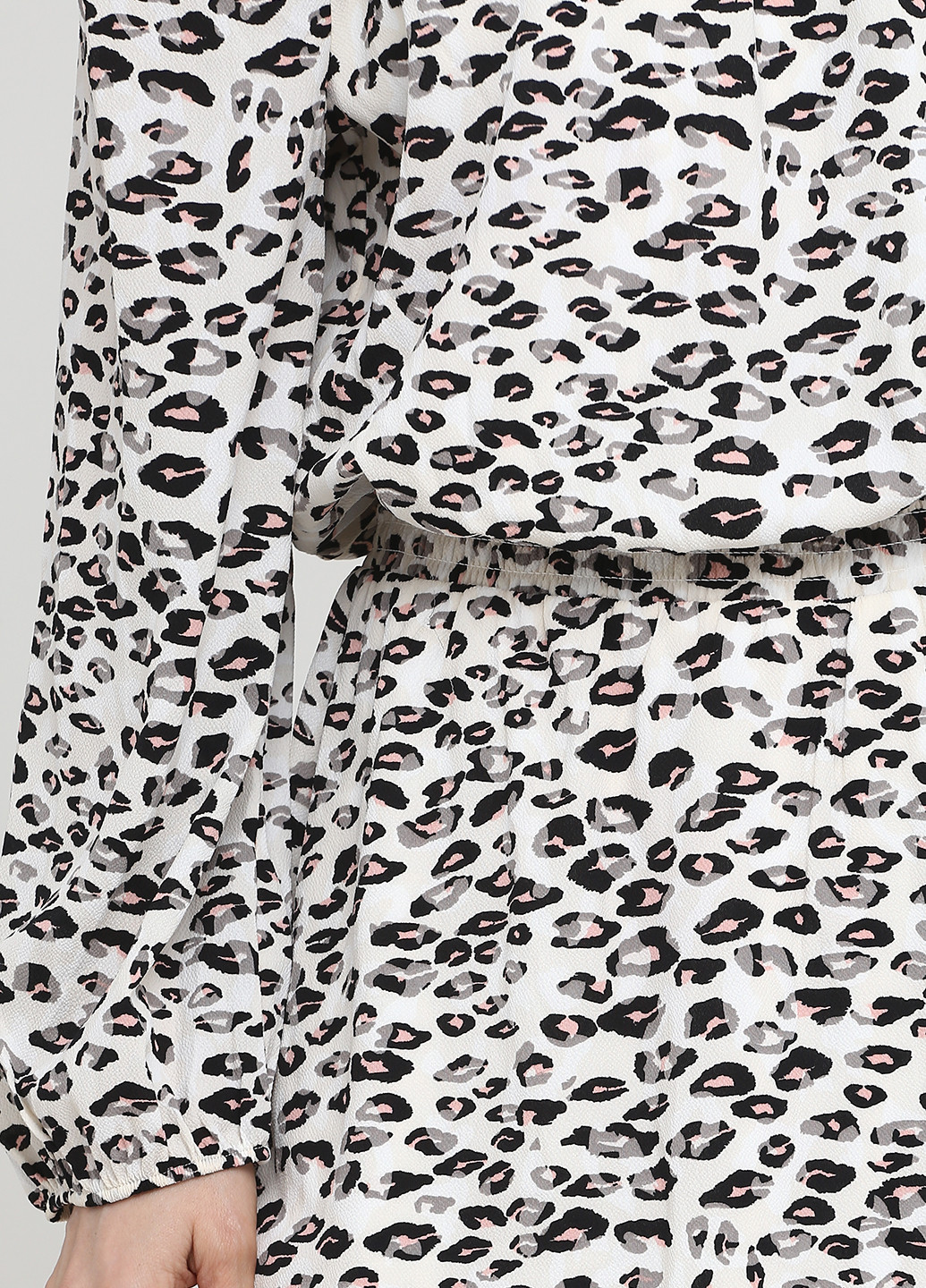 Молочное кэжуал платье с открытыми плечами Ashley Brooke леопардовый