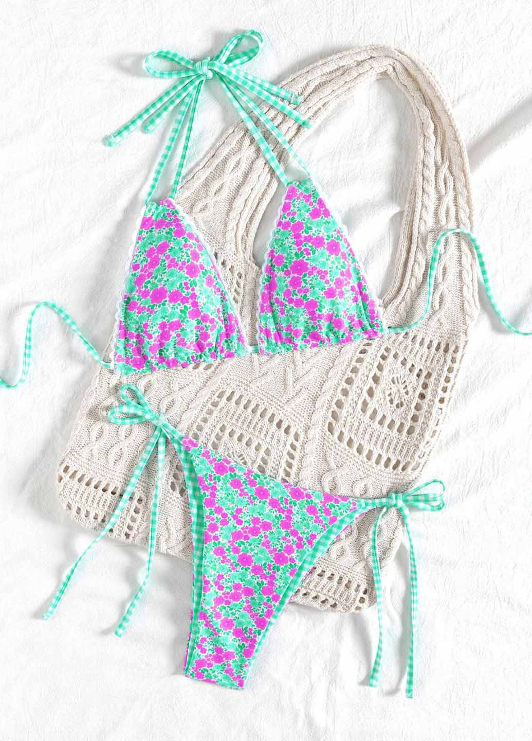 Комбінований літній купальник (ліф, трусики) бікіні SHEIN