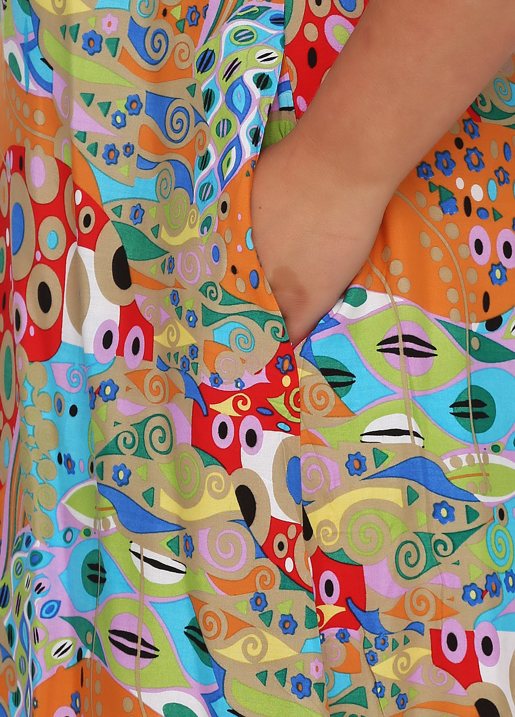 Комбинированное кэжуал платье а-силуэт Fraitag с абстрактным узором
