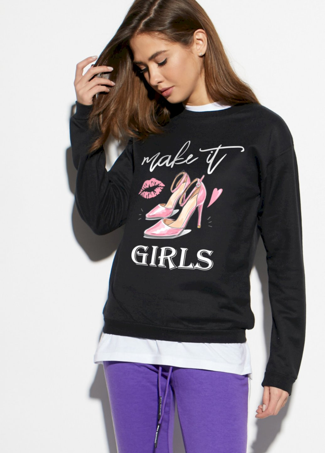 Чорний світшот basic YAPPI (201486631)