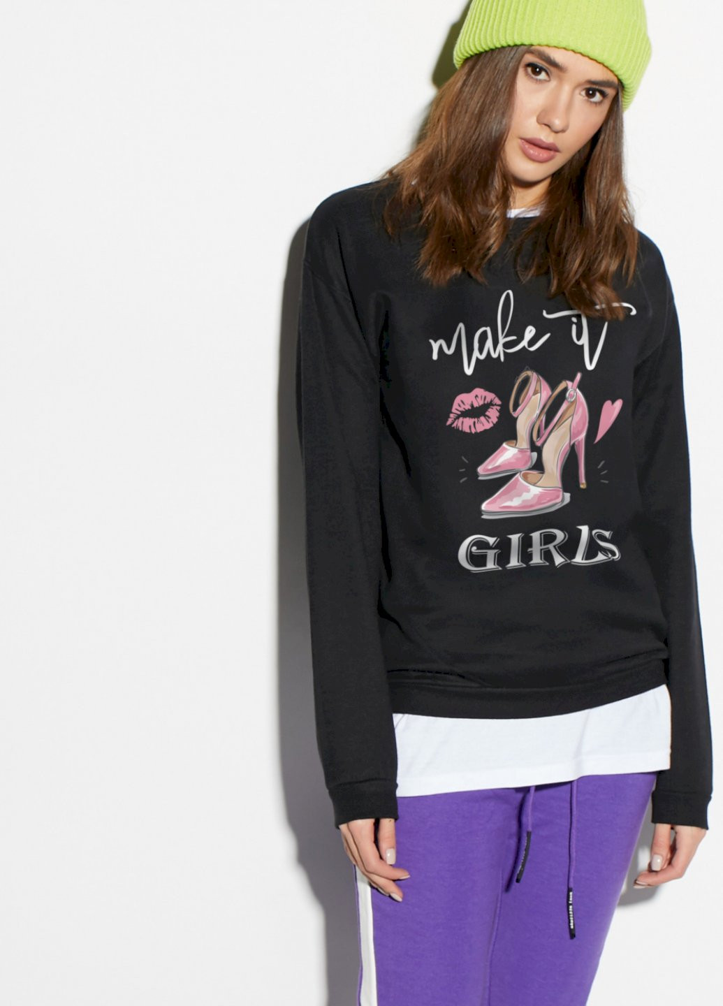 Чорний світшот basic YAPPI (201486631)