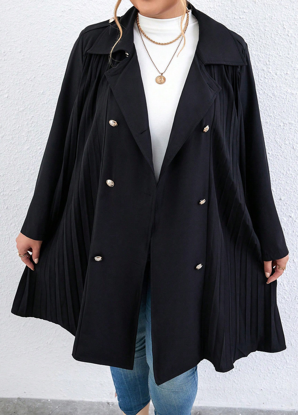 Плащ SHEIN на пуговицах демисезон (342965604)