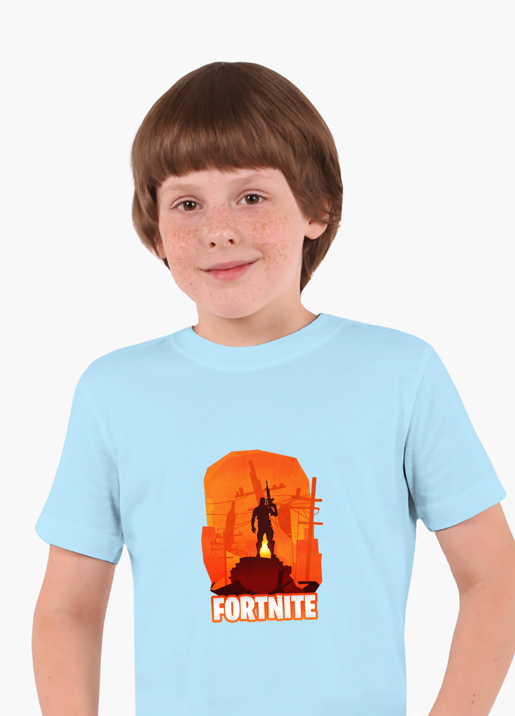 Блакитна демісезонна футболка дитяча фортнайт (fortnite) (9224-1194) MobiPrint