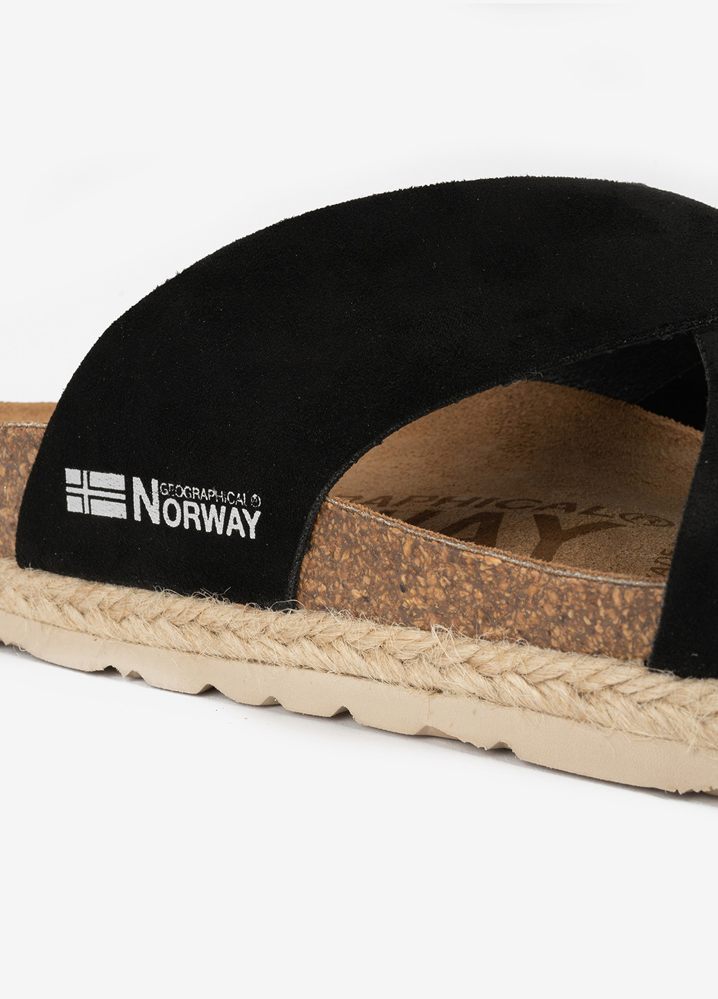 Черные шлепанцы Geographical Norway на плетеной подошве, с логотипом