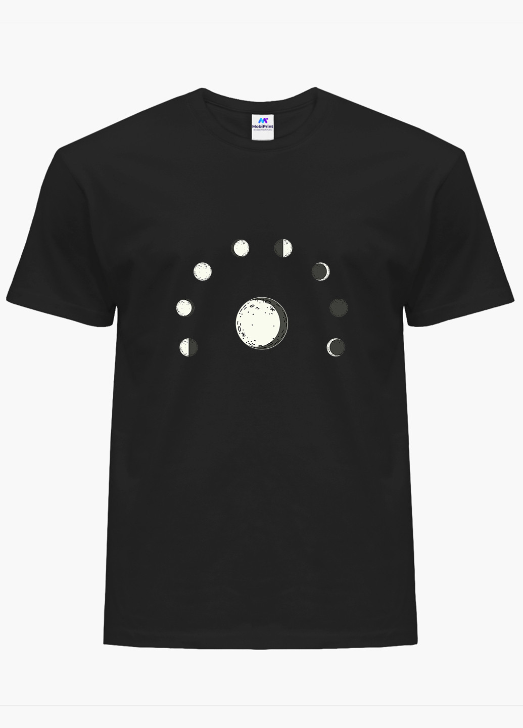 Черная демисезон футболка женская фазы луны (moon phases) (8976-1798) xxl MobiPrint