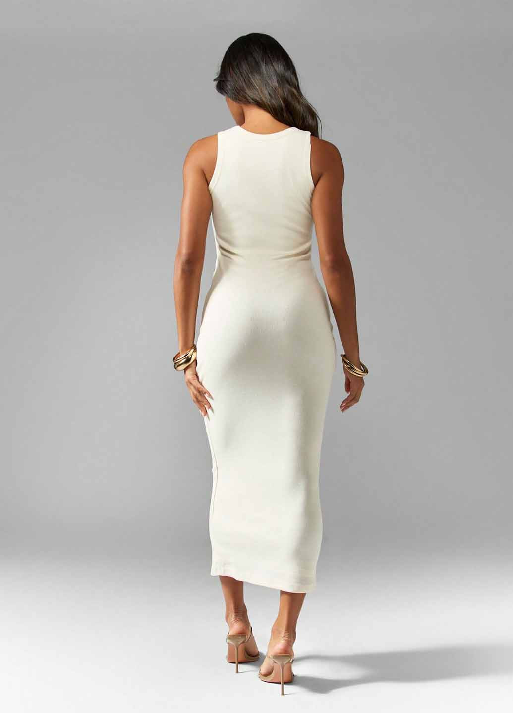 Молочное кэжуал платье платье-майка SHEIN однотонное