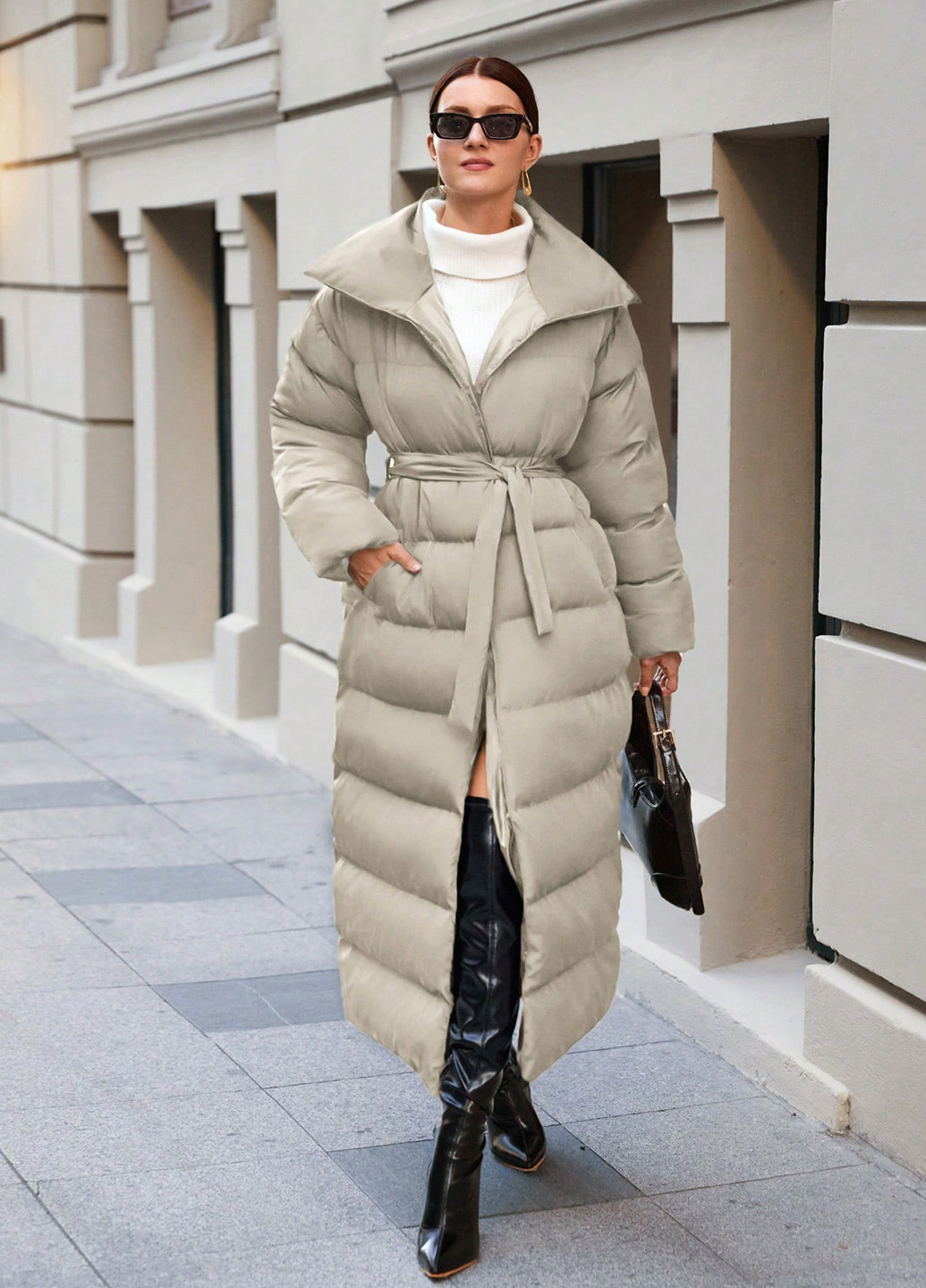 Світло-бежева зимня куртка куртка-пальто SHEIN