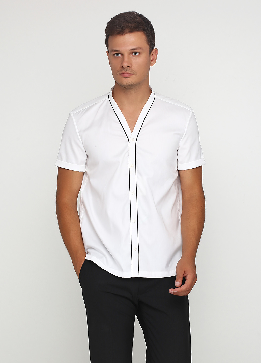 Белая кэжуал рубашка однотонная Drykorn с коротким рукавом