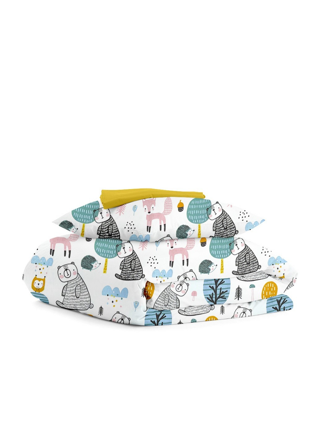 Подростковое постельно бельё ANIMALS FOREST MUSTARD (пододеяльник 160х220 см, наволочка 50х70 см, простынь 155х240 см) Cosas (251801378)