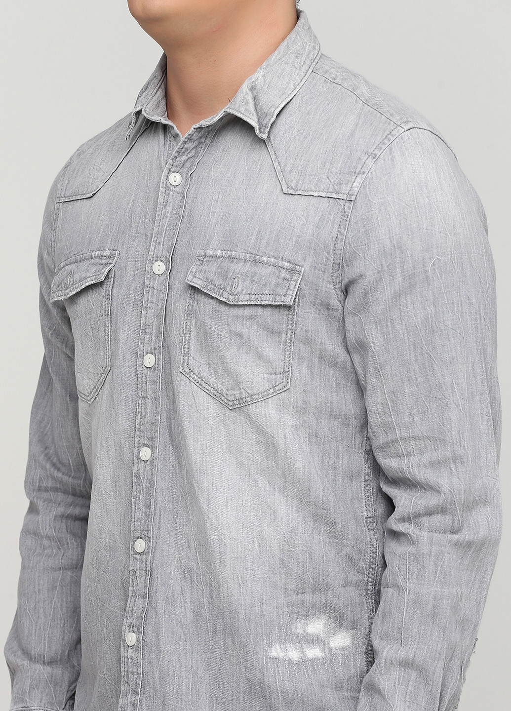 Светло-серая джинсовая рубашка варенка H&M