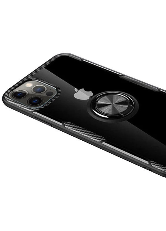 TPU + PC чохол CrystalRing for Magnet (opp) для Apple iPhone 12 Pro / 12 (6.1 ') Безбарвний / Чорний (is_00000038426_4) Deen (229726596)