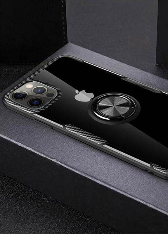 TPU + PC чохол CrystalRing for Magnet (opp) для Apple iPhone 12 Pro / 12 (6.1 ') Безбарвний / Чорний (is_00000038426_4) Deen (229726596)