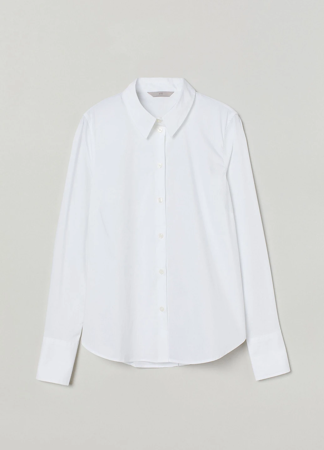 Белая кэжуал рубашка однотонная H&M