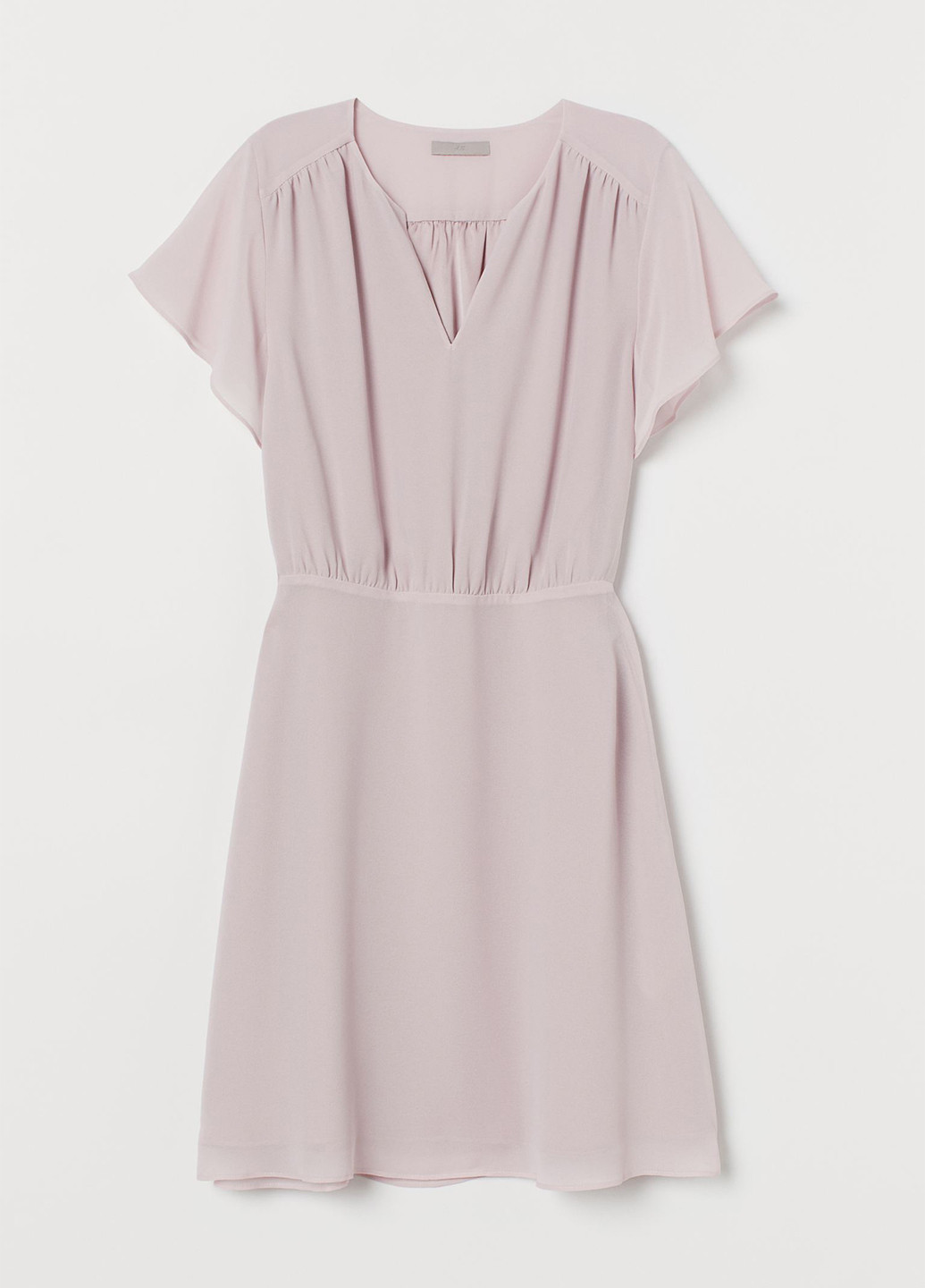 Светло-розовое кэжуал платье клеш H&M однотонное