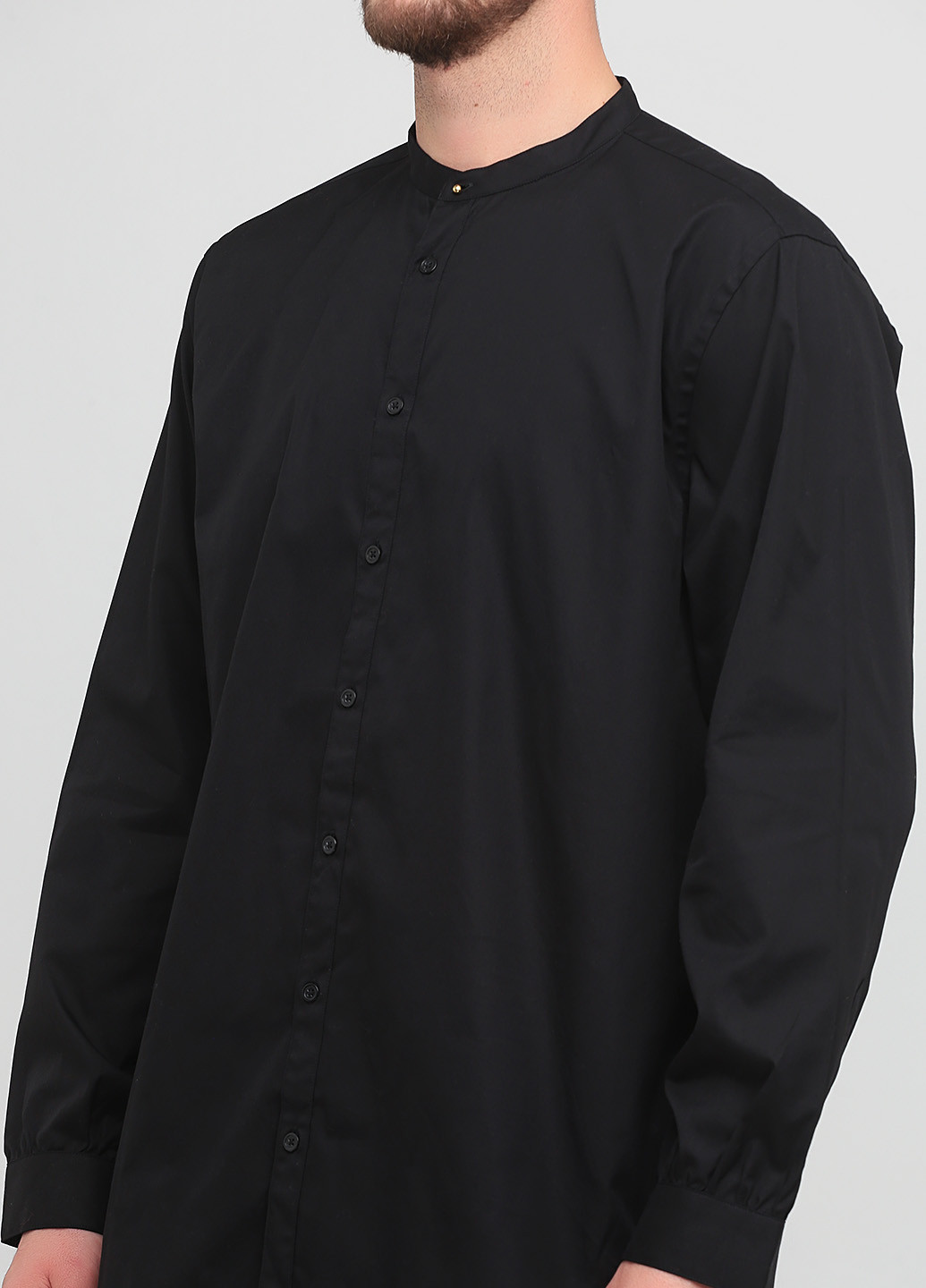 Черная кэжуал рубашка однотонная The J. Peterman Company