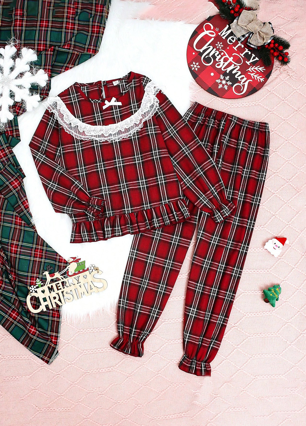 Червона всесезон піжама (лонгслів, штани) лонгслів + брюки SHEIN