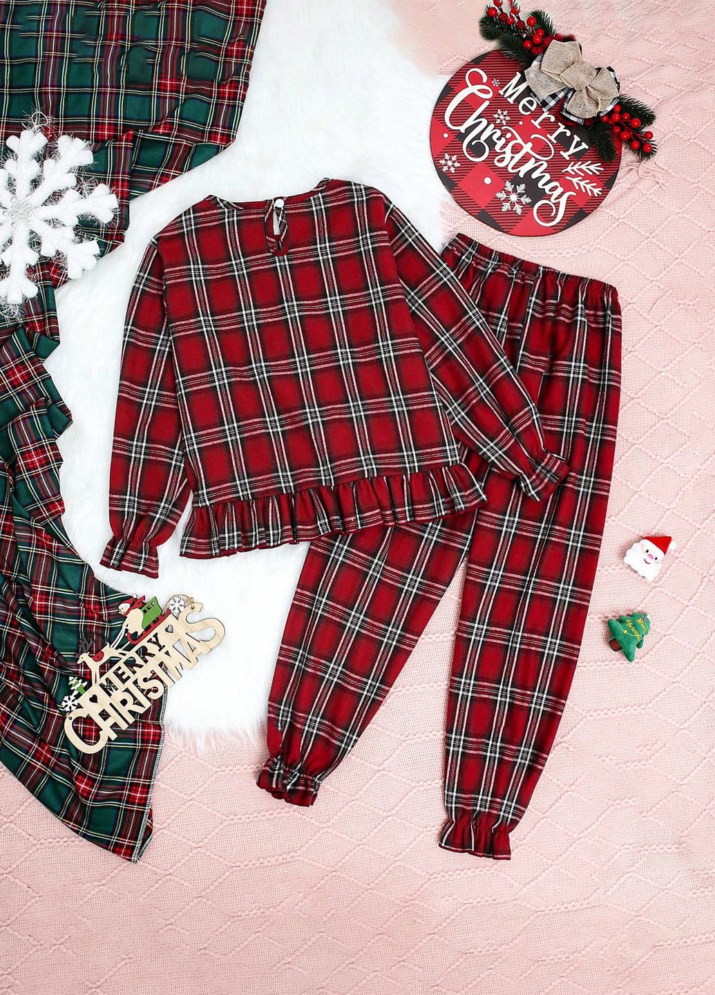 Червона всесезон піжама (лонгслів, штани) лонгслів + брюки SHEIN