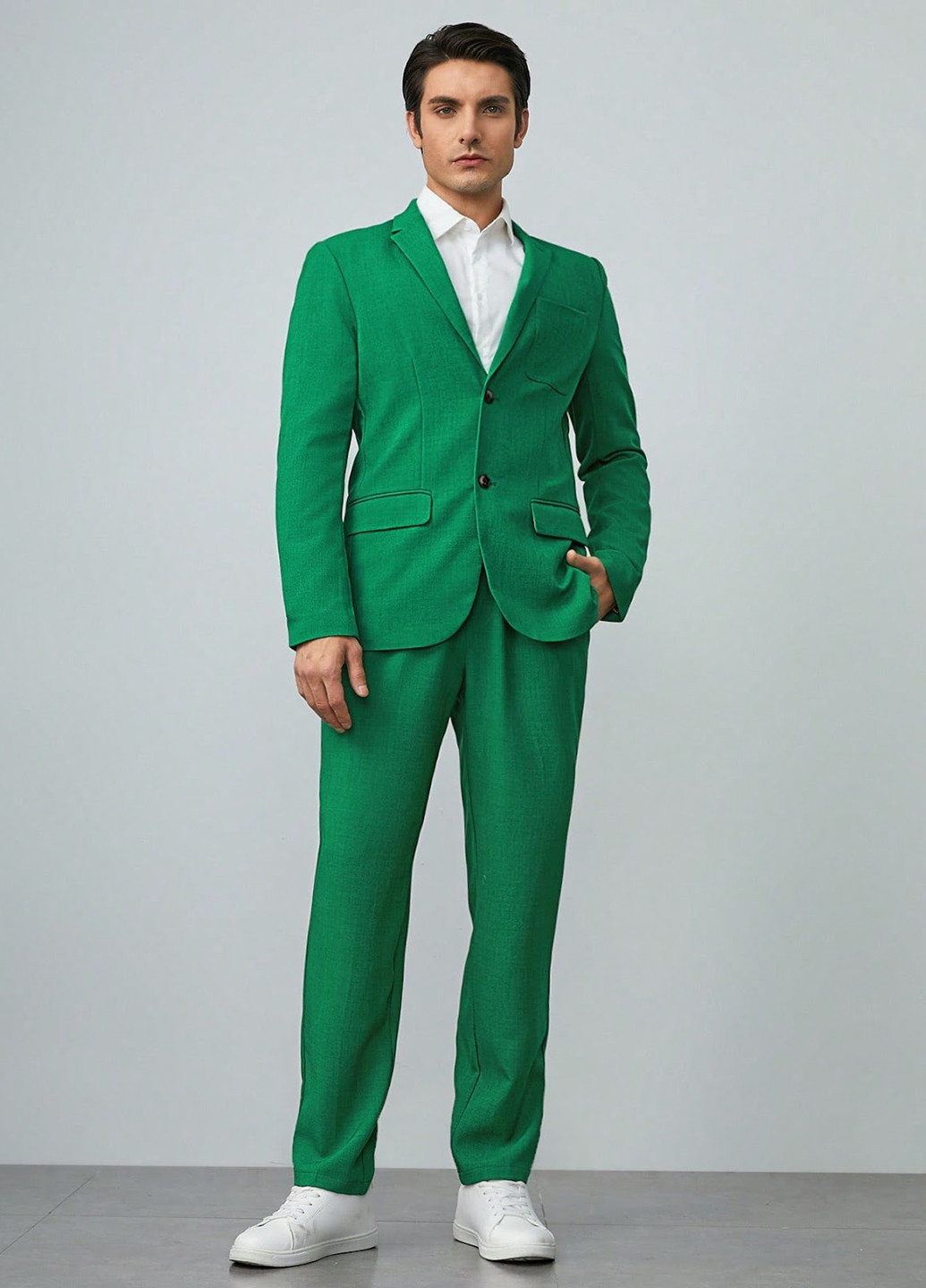 Зеленый демисезонный костюм (пиджак, брюки) брючный SHEIN