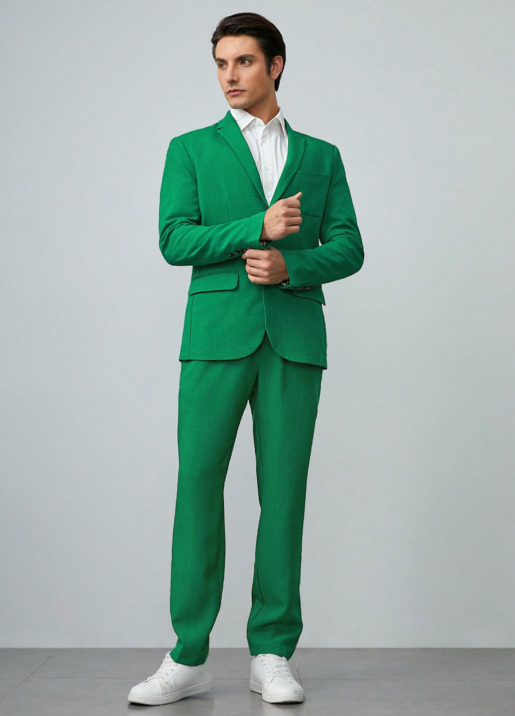 Зеленый демисезонный костюм (пиджак, брюки) брючный SHEIN