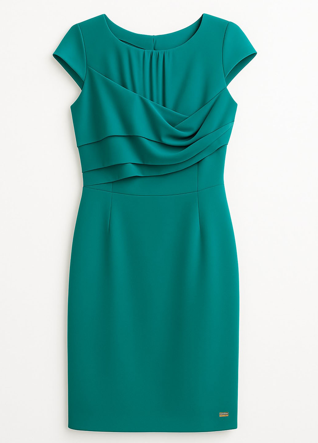 Бирюзовое праздничный, кэжуал платье футляр Sassofono однотонное