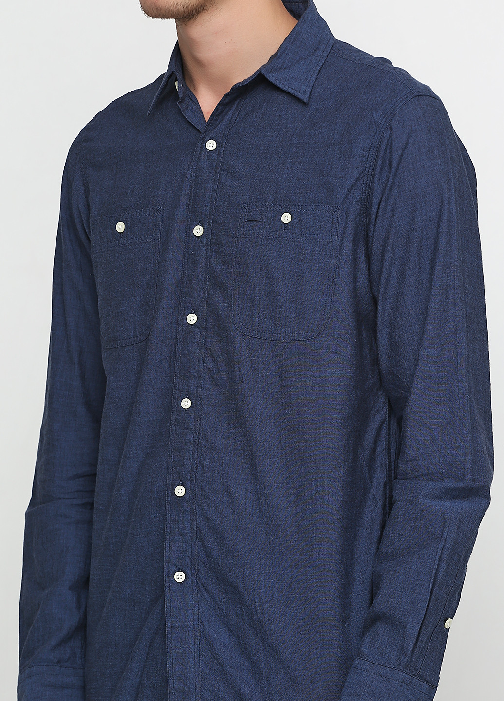 Темно-синяя рубашка однотонная Ralph Lauren