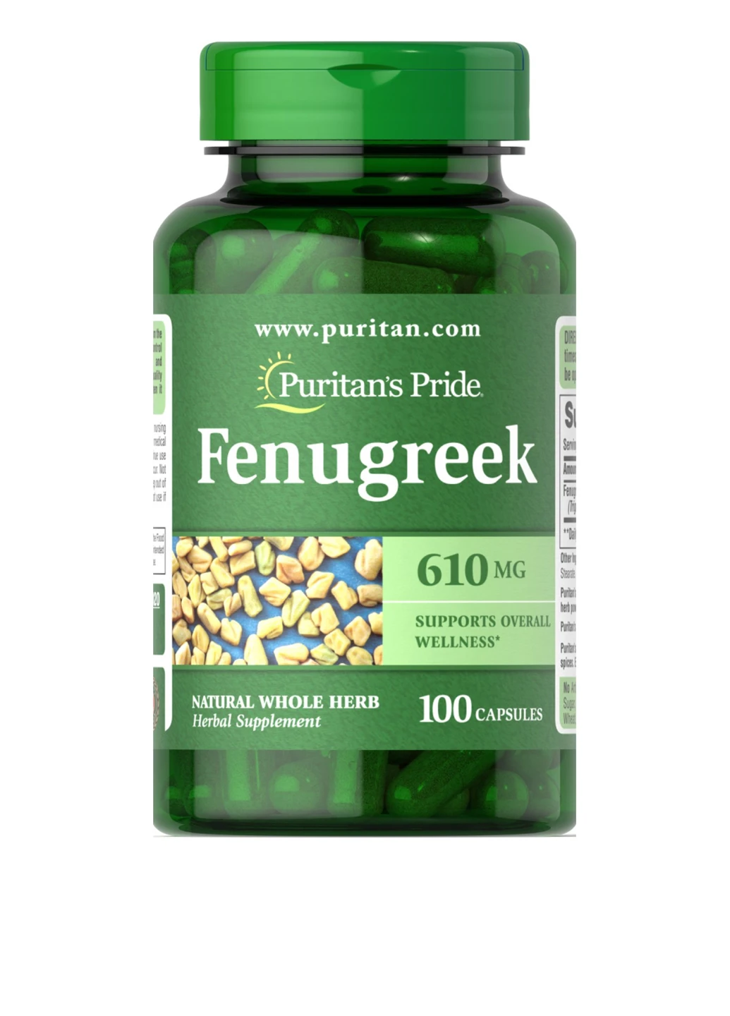 Пажитник для сердечно-сосудистой системы Fenugreek 610 mg, 100 капсул Puritans Pride (250612571)