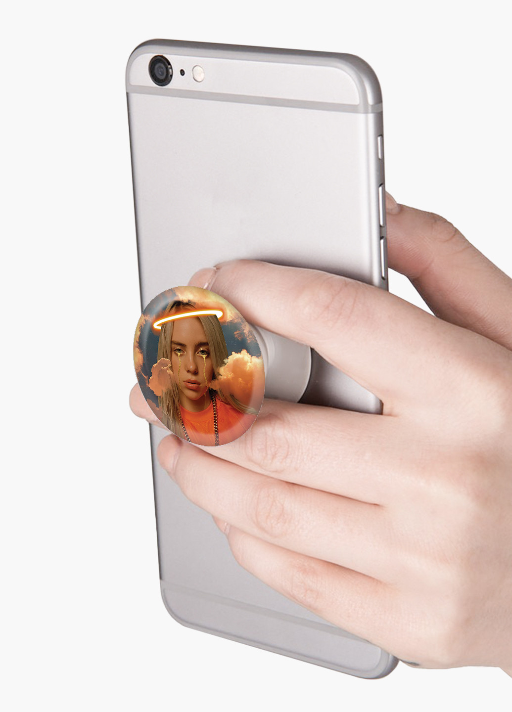 Попсокет (Popsockets) тримач для смартфону Біллі Айлиш (Billie Eilish) (8754-1600) Чорний MobiPrint (216748521)