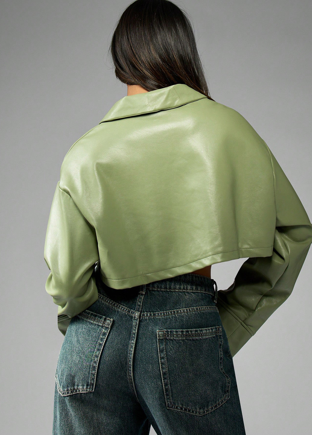 Светло-зеленая кэжуал рубашка однотонная SHEIN