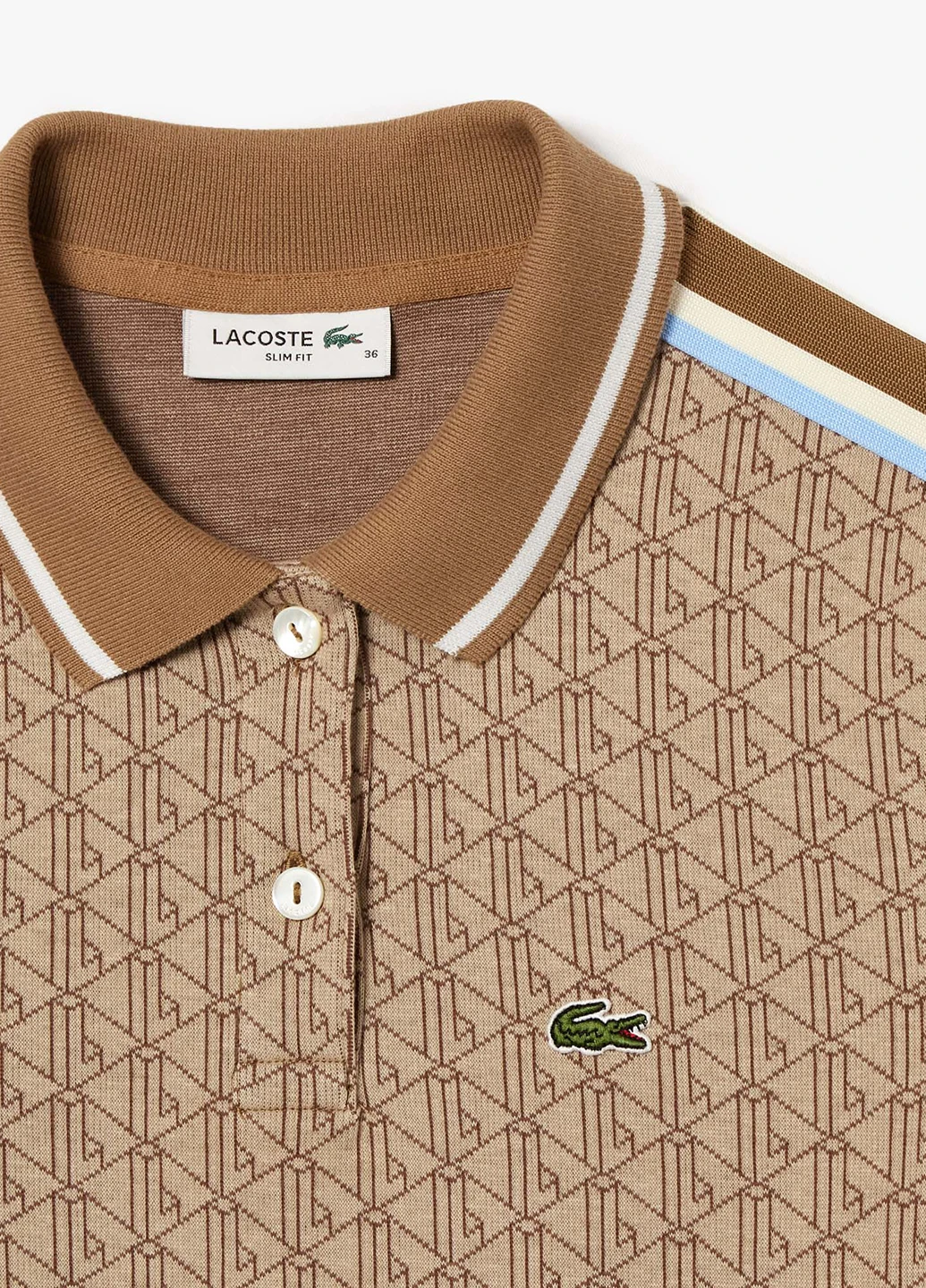 Коричнева кежуал сукня поло Lacoste з геометричним візерунком