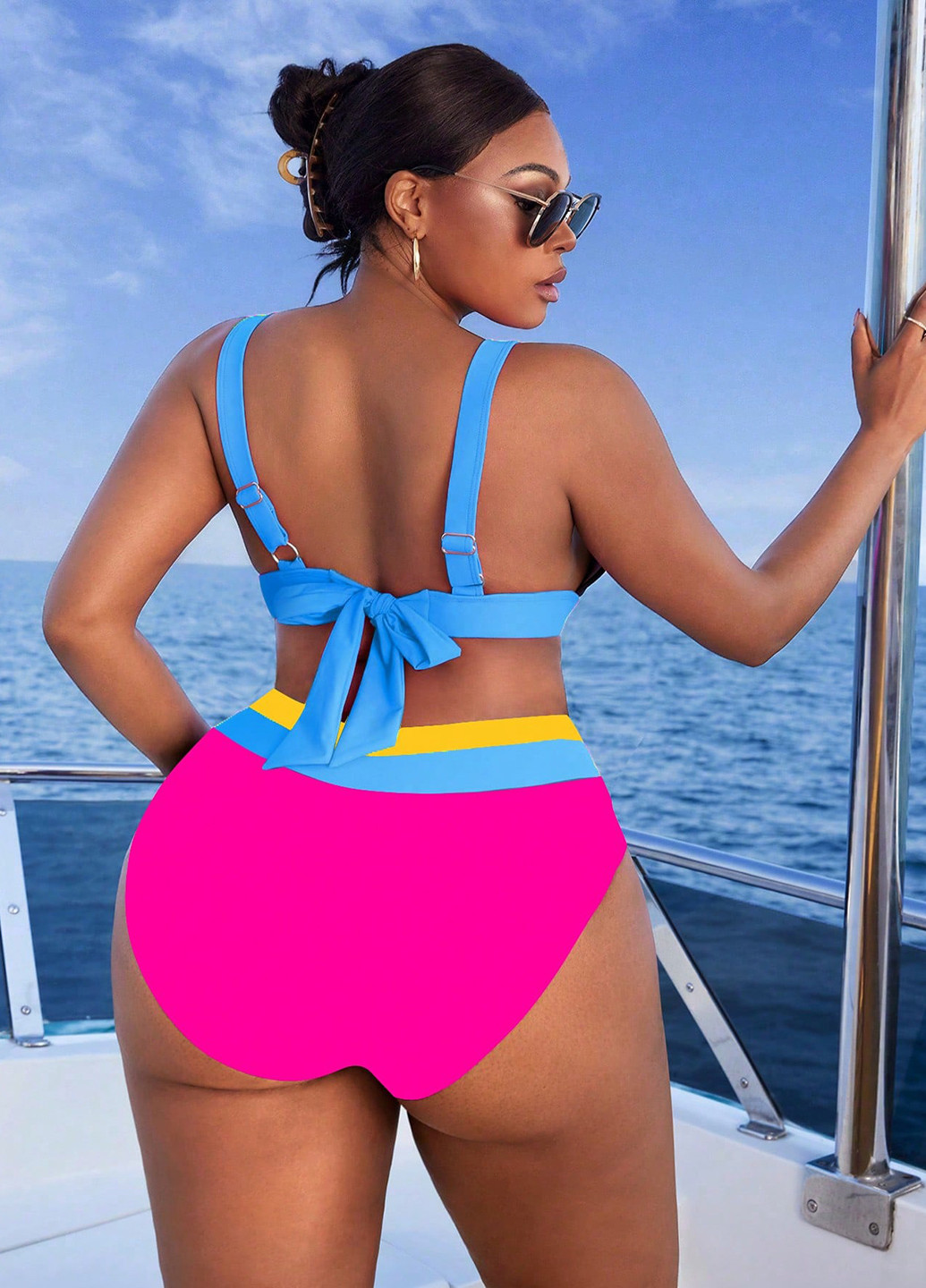 Фуксиновий (колору Фукія) літній купальник (ліф, трусики) роздільний SHEIN