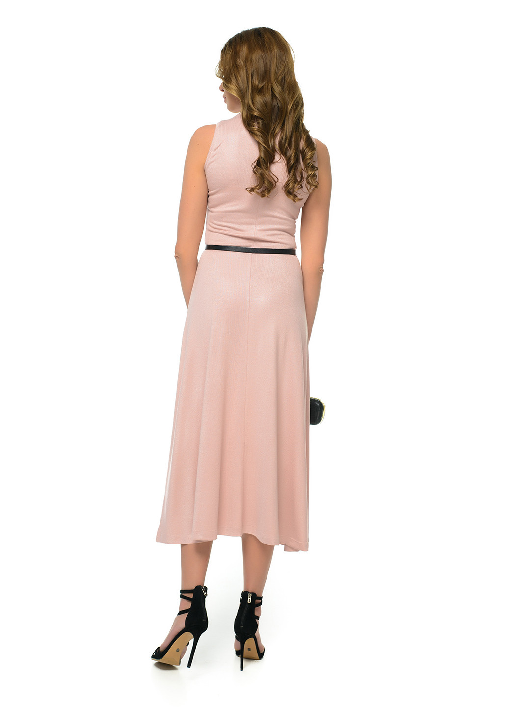 Светло-розовое кэжуал платье платье-водолазка GENEVIE однотонное