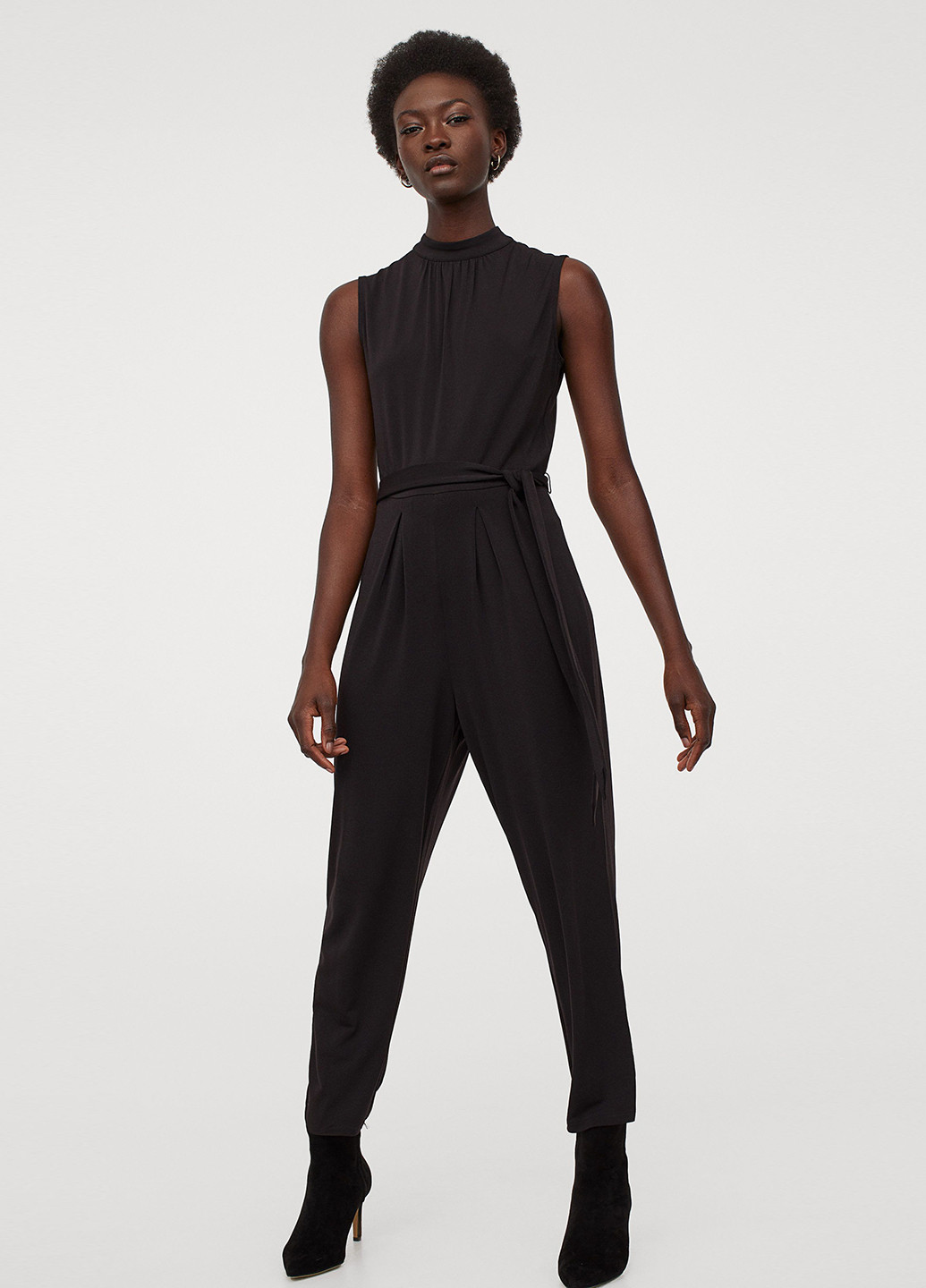 Комбінезон H&M комбінезон-брюки однотонний чорний кежуал поліестер, трикотаж