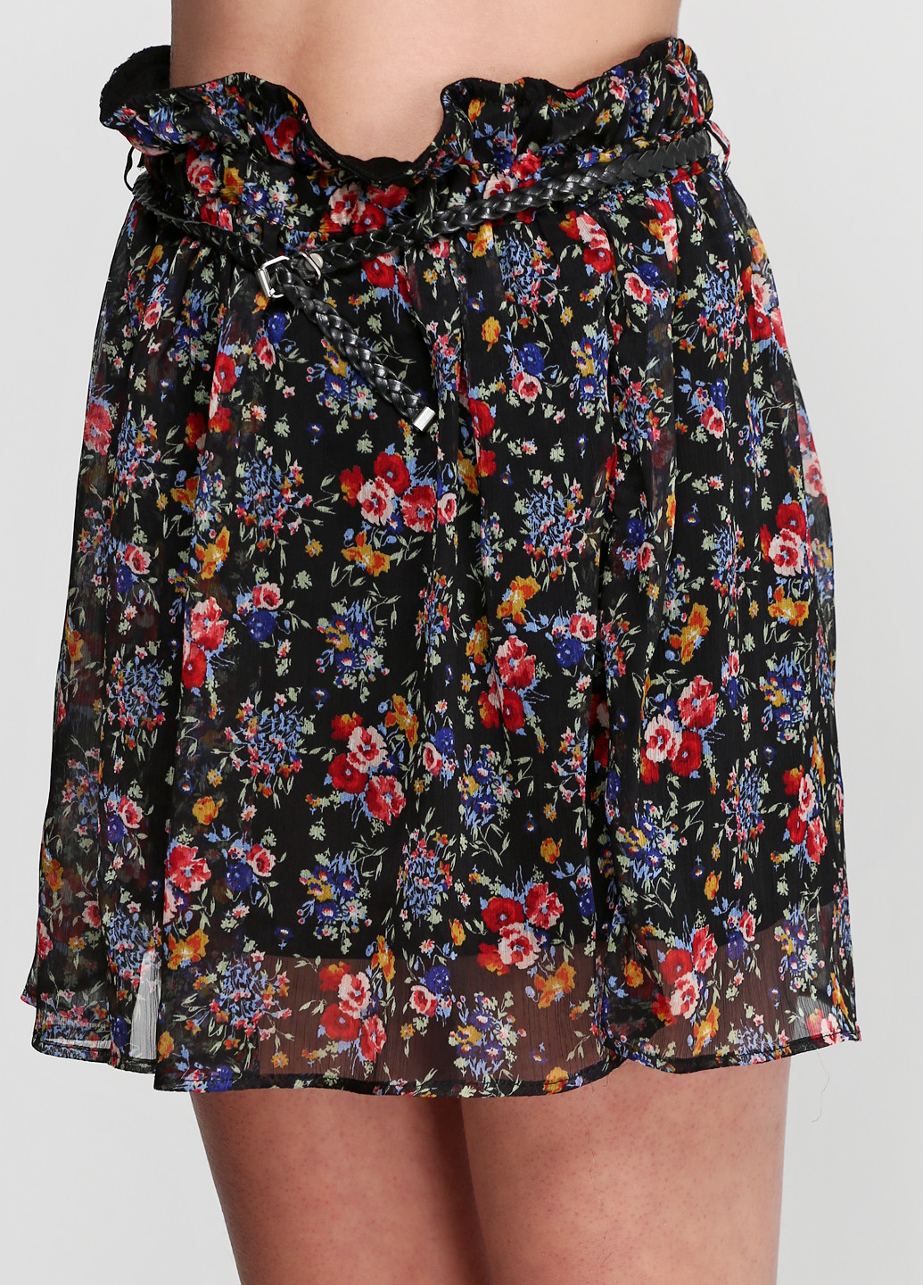 Черная кэжуал цветочной расцветки юбка Mango мини