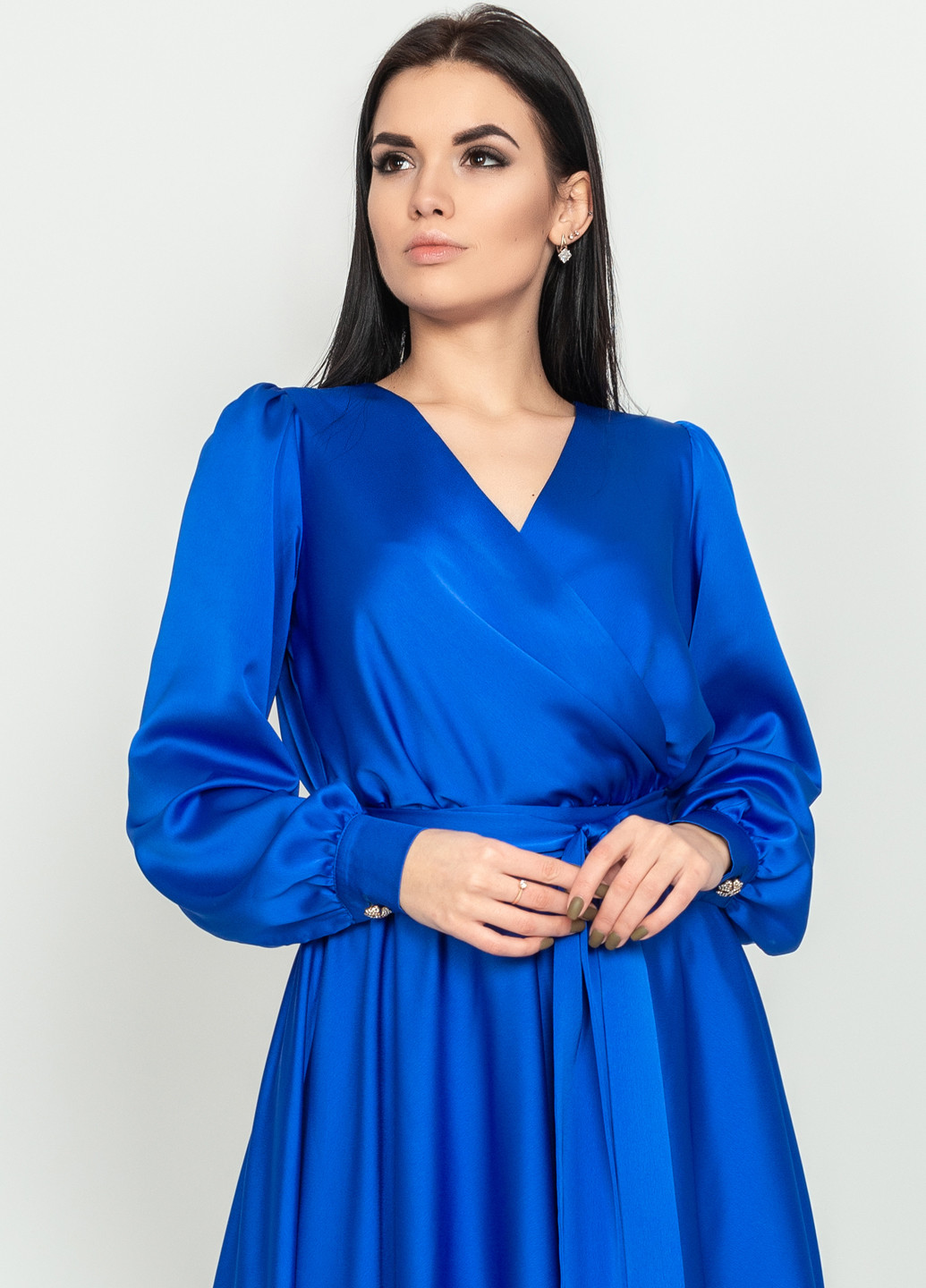 Синее кэжуал платье Seam однотонное