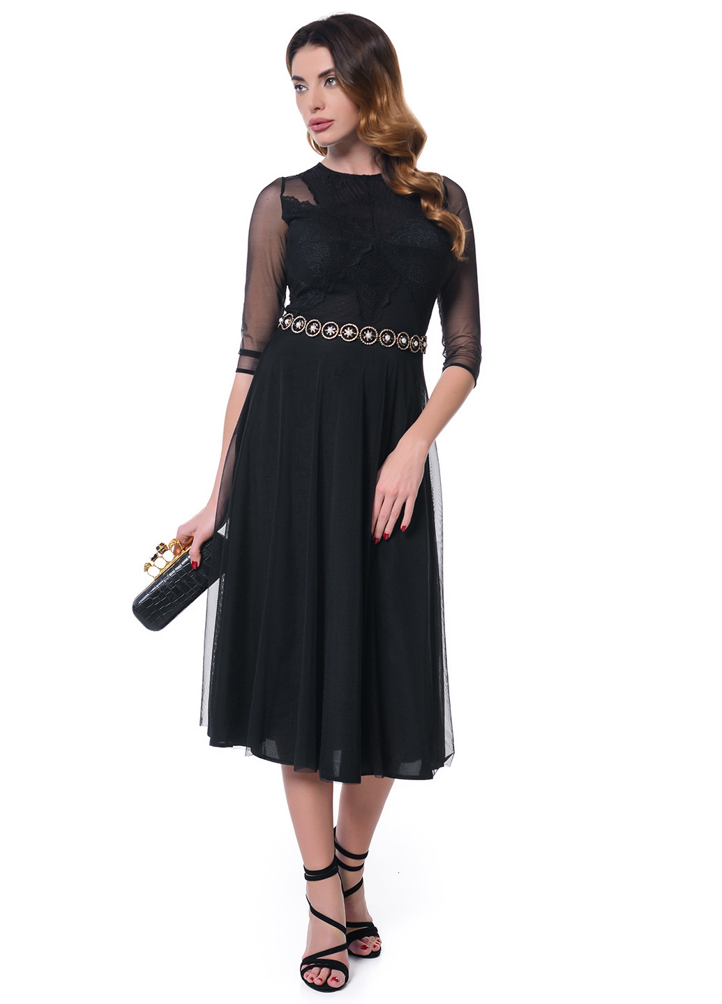 Черное коктейльное платье Arefeva однотонное