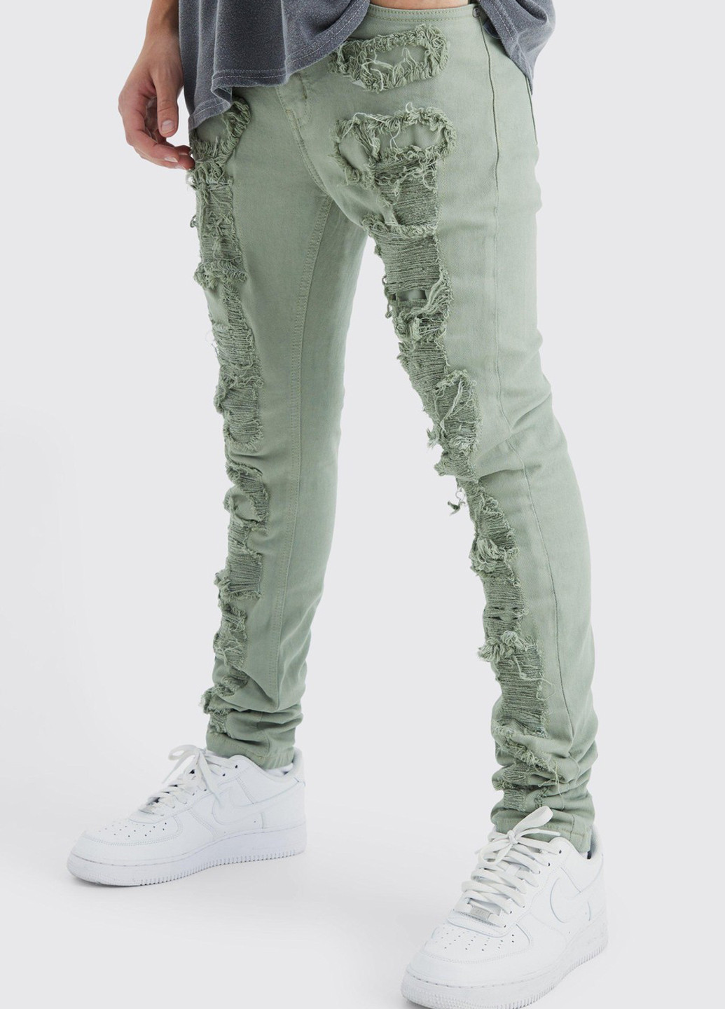 Светло-зеленые демисезонные скинни джинсы Boohoo