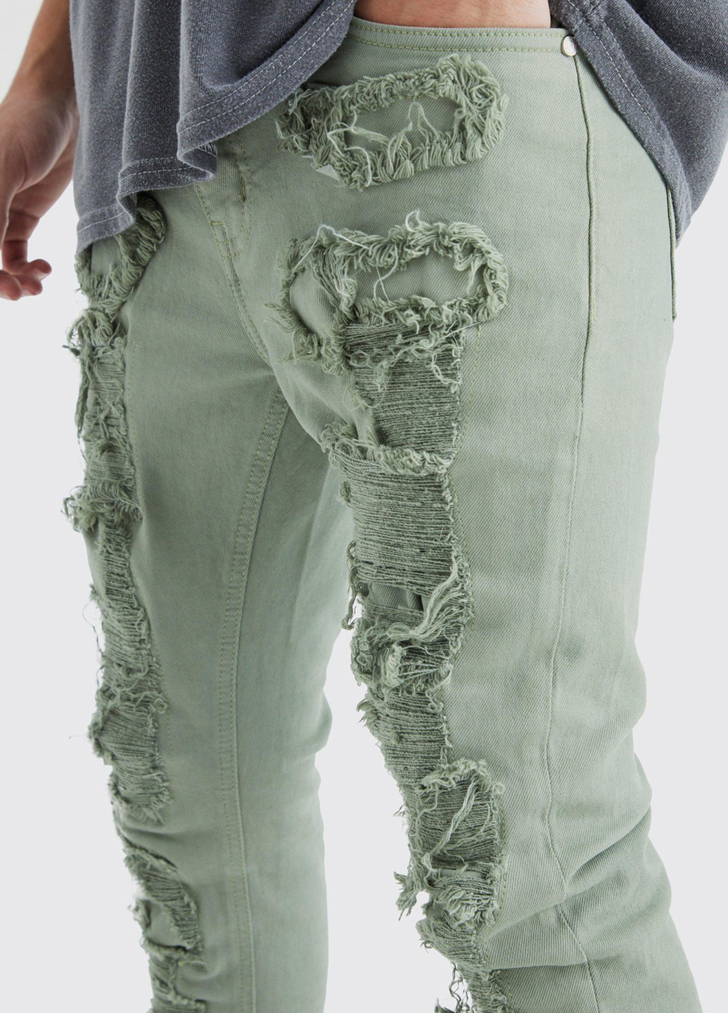 Светло-зеленые демисезонные скинни джинсы Boohoo