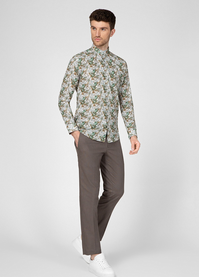 Зеленая рубашка с цветами NAVI