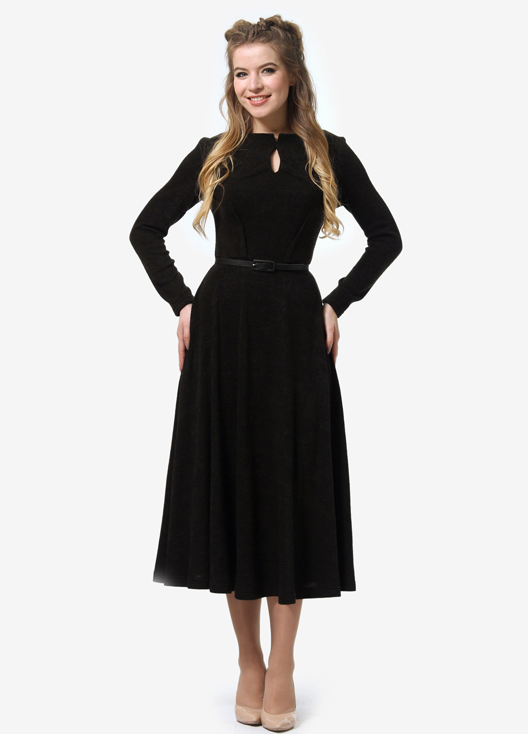 Черное кэжуал платье клеш Lila Kass однотонное