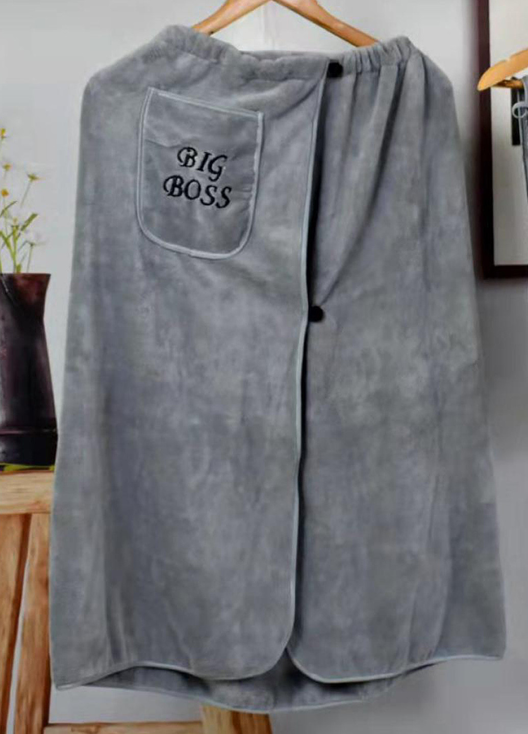 Homedec мужской набор для бани (полотенце юбка и полотенце для лица), микрофибра однотонный серый производство - Турция
