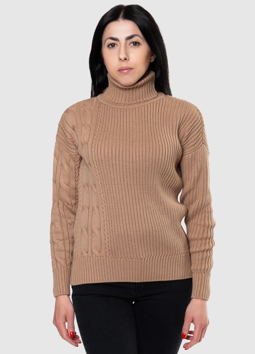 Бежевий демісезонний cветр жіночий Arber Roll-neck WK6 WTR-66.1