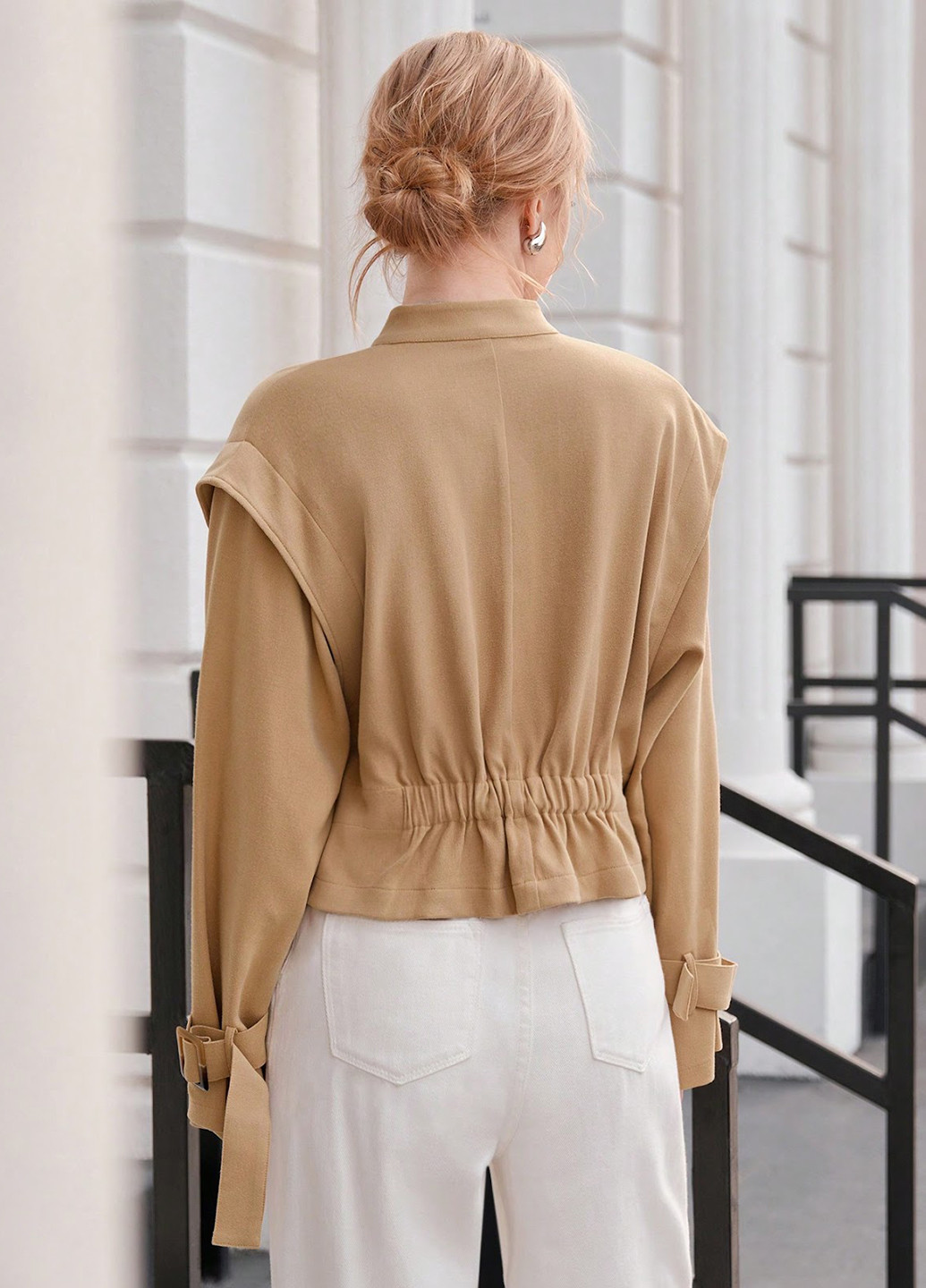 Песочная демисезонная куртка куртка-пиджак SHEIN