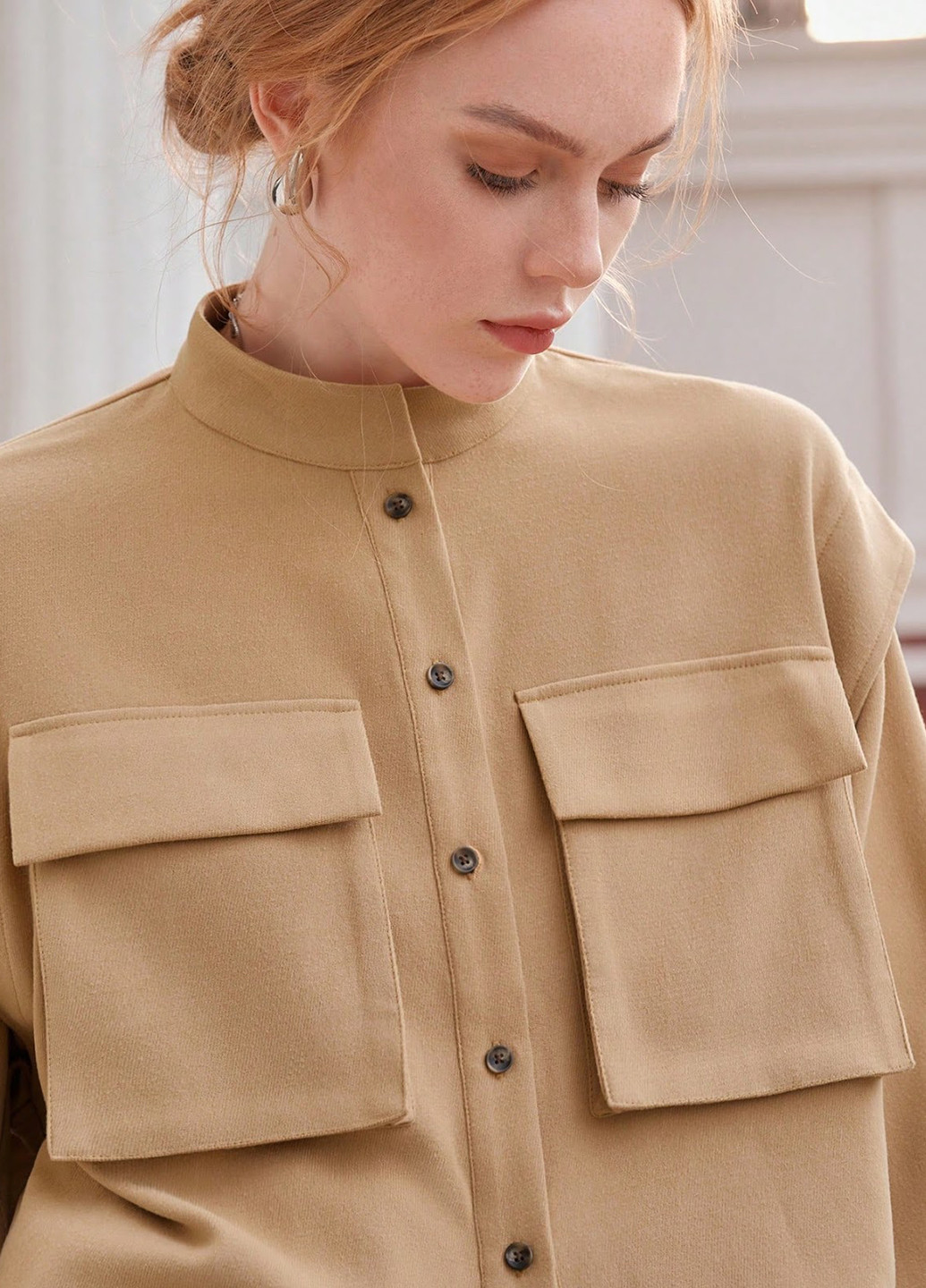 Песочная демисезонная куртка куртка-пиджак SHEIN