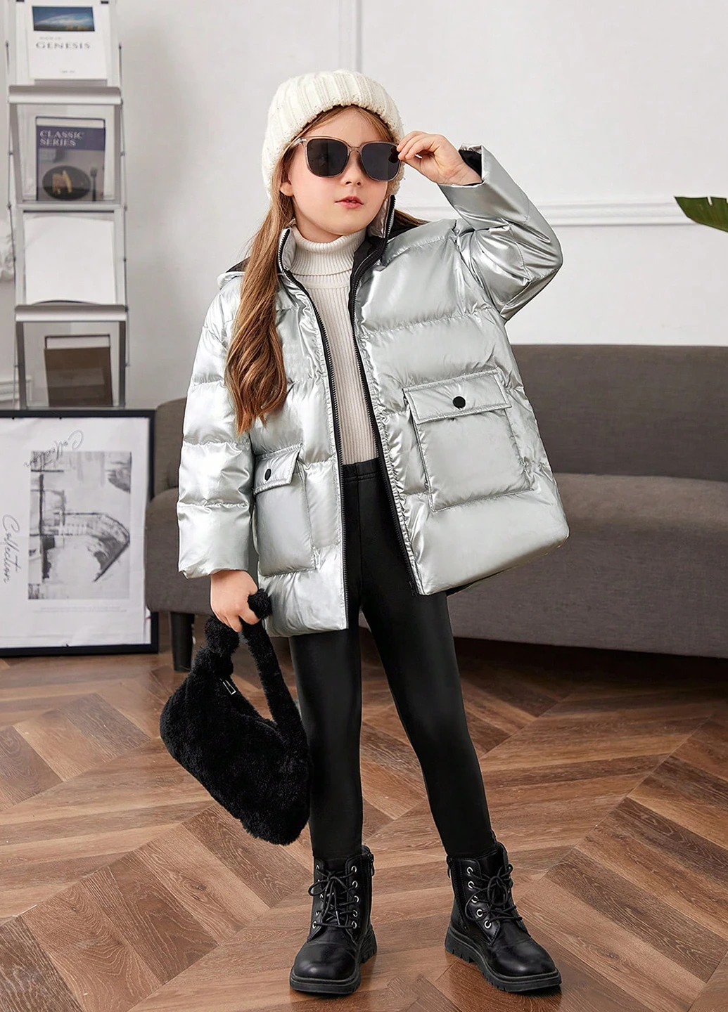 Срібна зимня куртка SHEIN